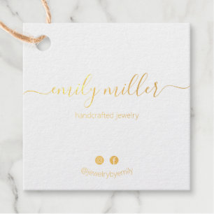 Custom White Calligraphy Script Gold Foil Hang Tag