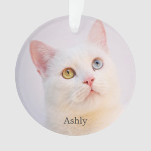 Custom White Cat Foto Personalisiert Ornament