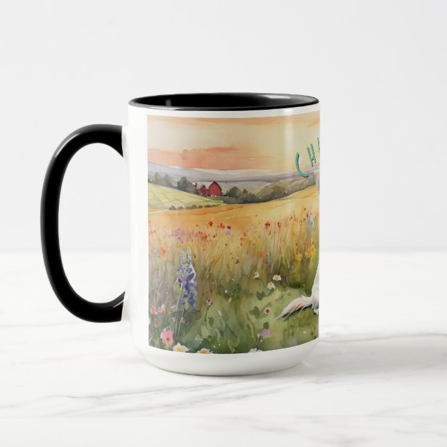 Custom White Chihuahua Sunrise, Miniature Liebe Kaffeetasse (Links)