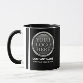 Custom White Company Logo on a Business Name Black Tasse