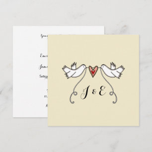Custom White Doves Love Heart Faire-part de mariag