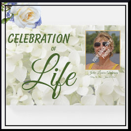 Custom White Floral 'Celebration of Life' Foto Gästebuch