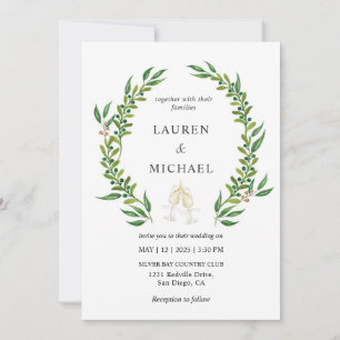 Custom White Green Watercolor Greenerity Wedding Einladung