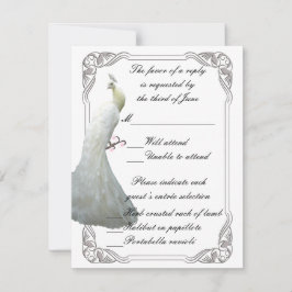 Custom White Peacock Wedding Response Card RSVP Karte