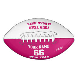 Custom white pink Football with Name, Number, Team