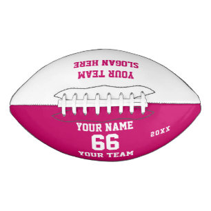 Custom white pink Football with Name, Number, Team