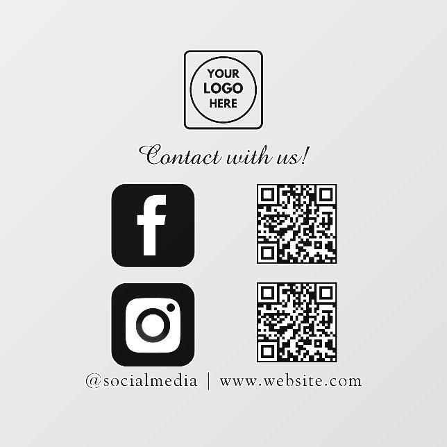 Custom White QR | Connect Instagram Facebook Fensteraufkleber (Blatt)