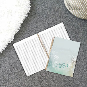 Custom White Snowflake Spiral Notebook Notizbuch