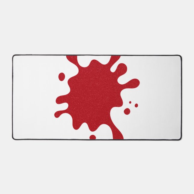 Custom White & Tomato Red Ink Splash Desk Mat (Recto)
