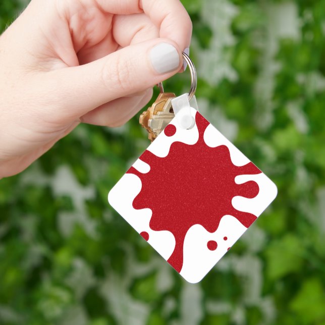 Custom White & Tomato Red Paint Splatter Keychain Schlüsselanhänger (Hand)