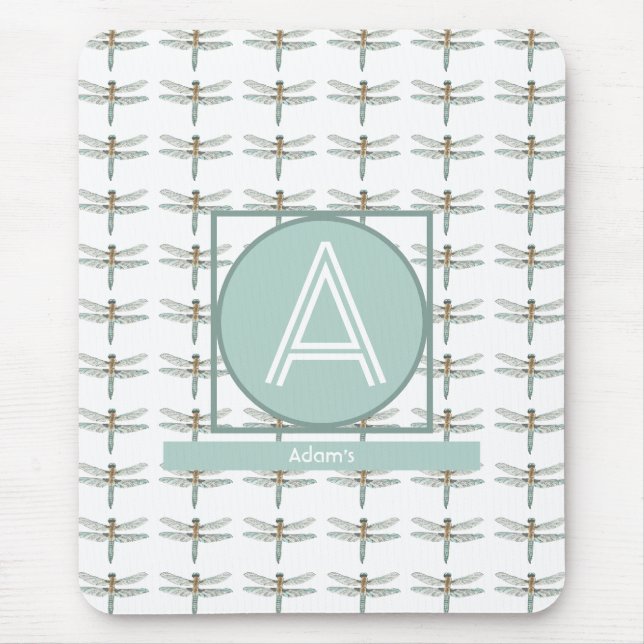 CUSTOM WHITE TRENDY DRAGONFLY PATTER MOUSEPAD (Vorne)