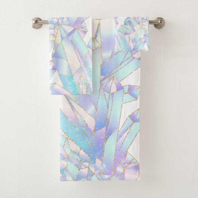 CUSTOM WHUE BLUE PURPL CRYSTAL BADEZIMMER TOWEL SE BADHANDTUCH SET (Insitu)
