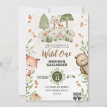 Custom Wild One Pink Green White Animals Thema