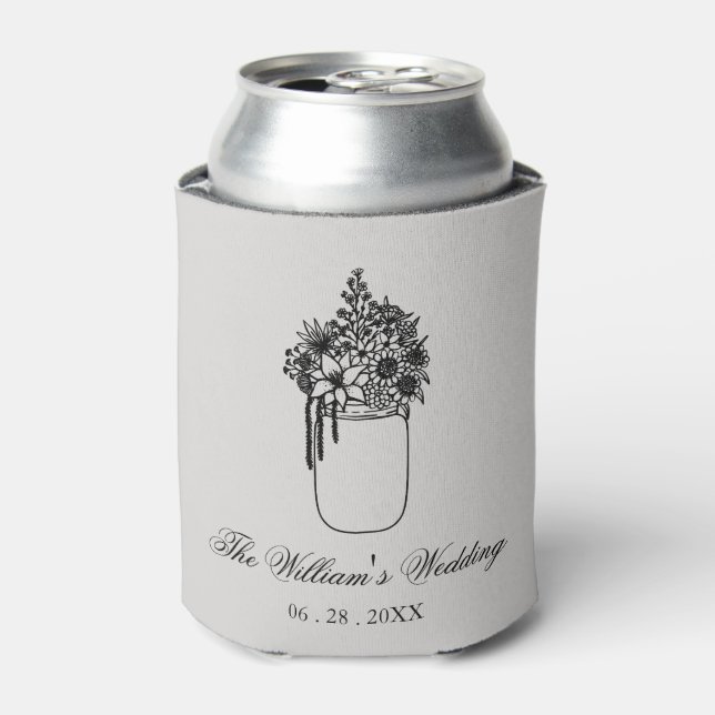 Custom Wildblume Rustikale Hochzeit Dosenkühler (Kanne Vorderseite)