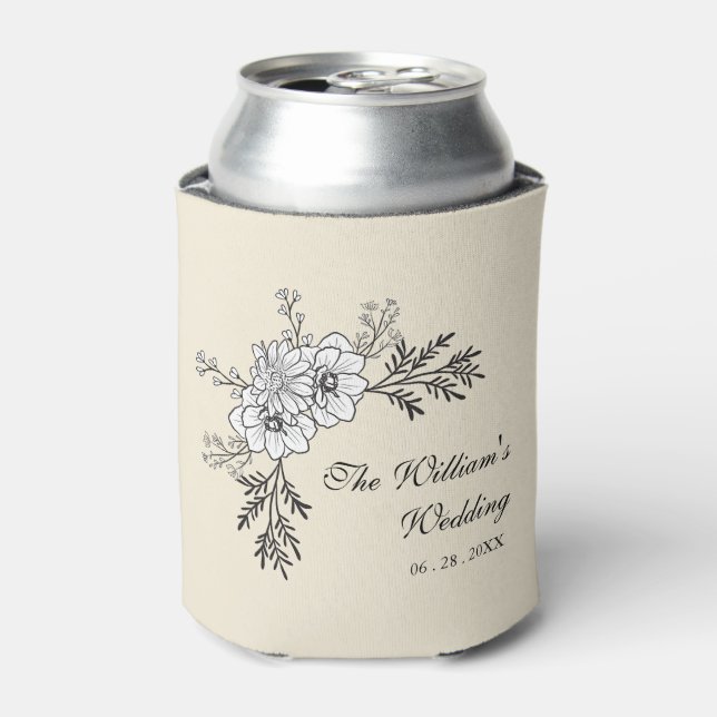 Custom Wildblume Rustikale Hochzeit Dosenkühler (Kanne Vorderseite)