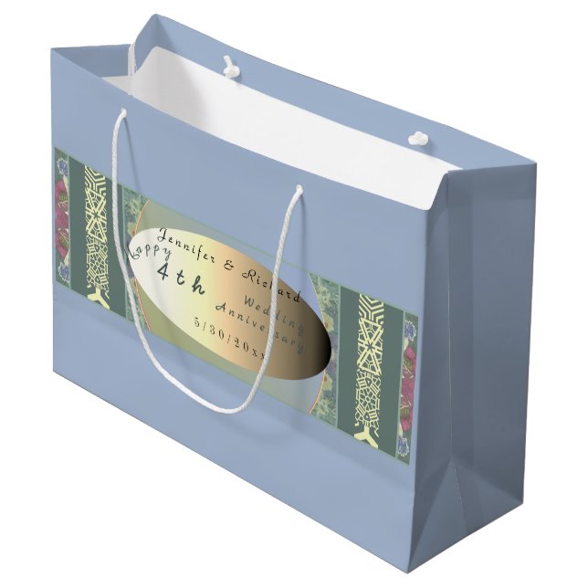 Custom Wildblume Wedding Jubiläumsgeschenktasche Große Geschenktüte (Vorderseite Schrägansicht)