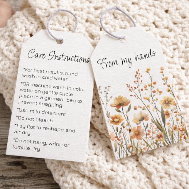 Custom Wildflowers Handmade Care Instructions Geschenkanhänger (Von Creator hochgeladen)