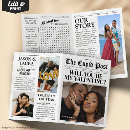 Custom Will You Be My Valentine 4-page Newspaper Karte