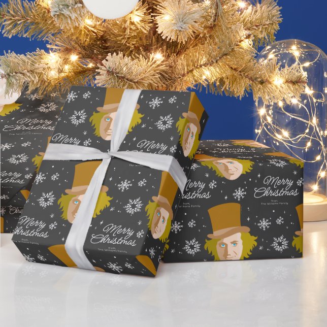 Custom Willy Wonka Christmas Snowflake Graphic Geschenkpapier (Feiertage)