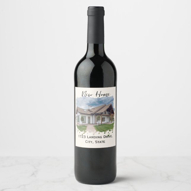 Custom Wine Label - Neues Hausgeschenk mit Adresse Weinetikett (Vorderseite)