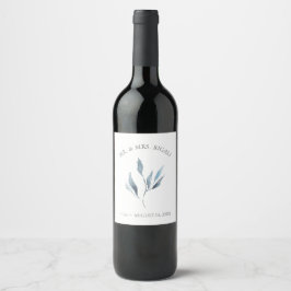 Custom Wine Labels Dusty Blue Botanicals Weinetikett