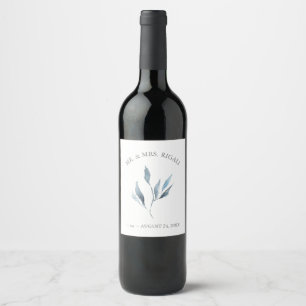 Custom Wine Labels Dusty Blue Botanicals Weinetikett
