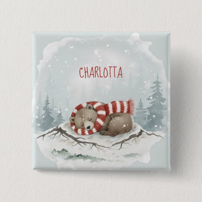 Custom Winter Bear Badge Button (Vorderseite)