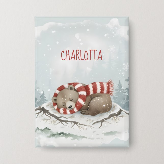 Custom Winter Bear Badge Button (Vorderseite)