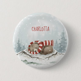 Custom Winter Bear Badge Button