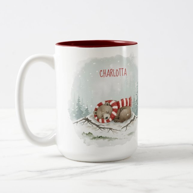 Custom Winter Bear Mug – Sleeping Animal Design (Gauche)