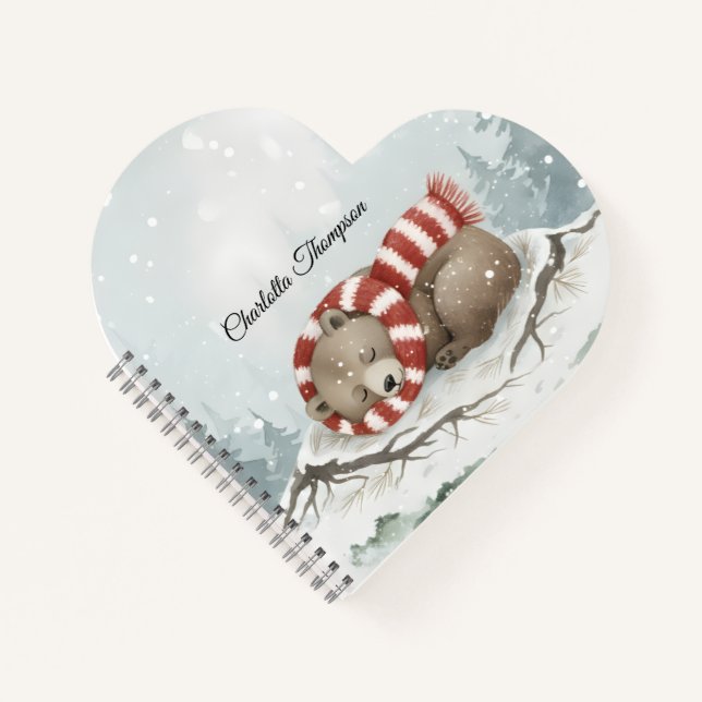 Custom Winter Bear Spiral Notebook Notizbuch (Vorderseite)
