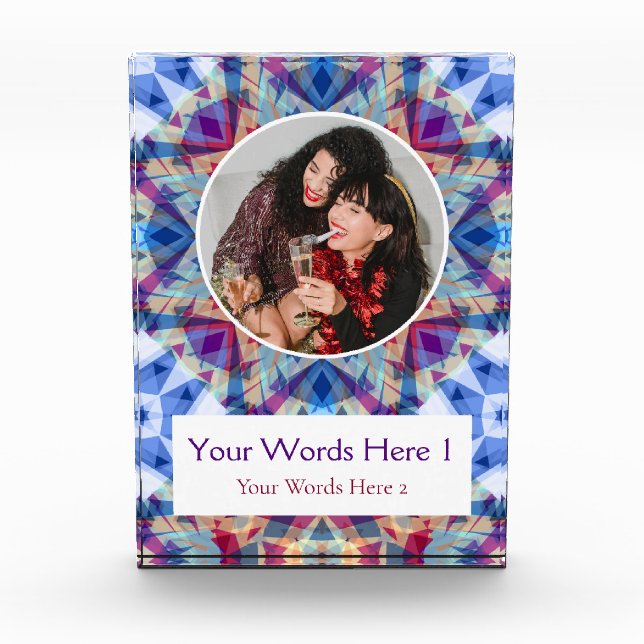 Custom Winter Blue Purple Red Star Christmas Gift Fotoblock (Vorderseite)