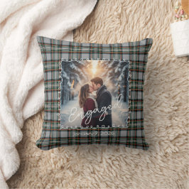 Custom Winter Engagement Photo Pillow with Tartan  Kissen