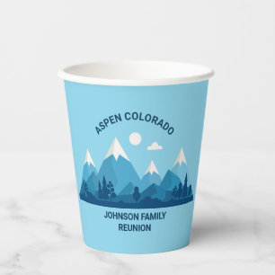Custom Winter Family Wiedersehen Party Blue Mounta Pappbecher