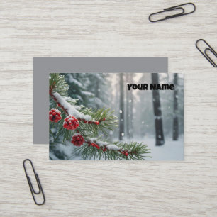 Custom Winter Wonderland   Pine & Berries Design Visitenkarte