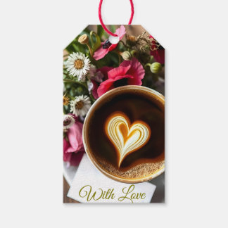 Custom "With Love"  Cup of Coffee & Red Poppies  Geschenkanhänger
