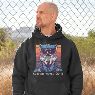 Custom Wolf Geschenke für Polizeibeamte Vater Opa Hoodie