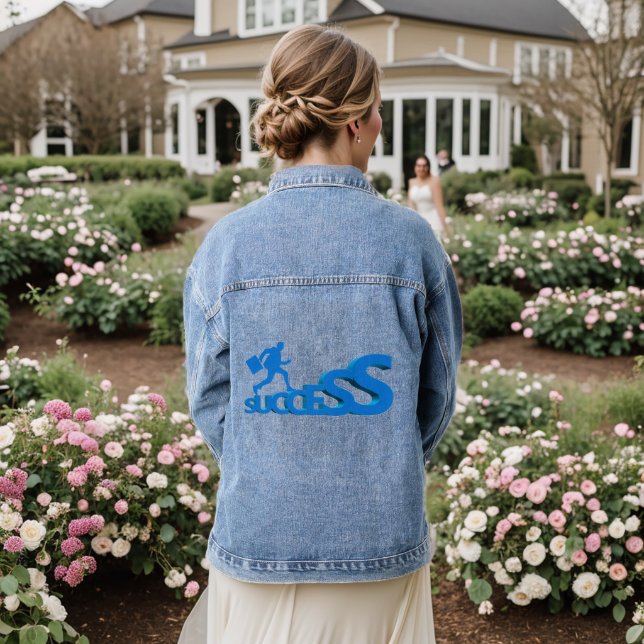 Custom Women's Denim Jacket (Jean Jacket), Denim Jeansjacke (Hochzeit Rückseite)