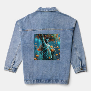 Custom Women's Denim Jacket - Statue der Freiheit. Jeansjacke
