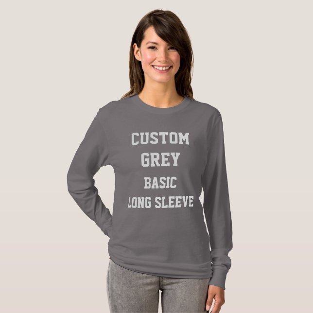 Custom Women's GRAY BASIC LONG SLEEVE T - SHIRT (Vorne ganz)