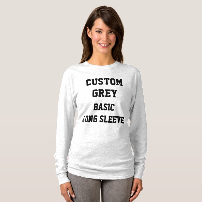 Custom Women's GRAY BASIC LONG SLEEVE T - SHIRT (Vorne ganz)