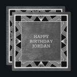 Custom Wood Modern Masculine Grey Birthday Card Feiertagskarte<br><div class="desc">Classiy Art Deco inspirred design for elegant men.</div>