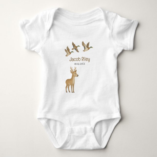 Custom Woodland Wildlife Baby Bodysuit Baby Strampler (Vorderseite)
