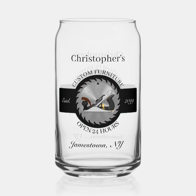 Custom Woodwork Saw Blade Plane Drinkware Beer Dosenglas (Vorderseite)