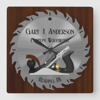 Custom Woodwork Saw Blade Planer Clock Quadratische Wanduhr