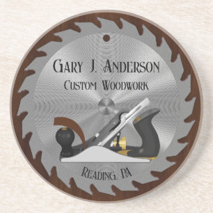 Custom Woodwork Saw Blade Planer Sandstone Unterse Getränkeuntersetzer