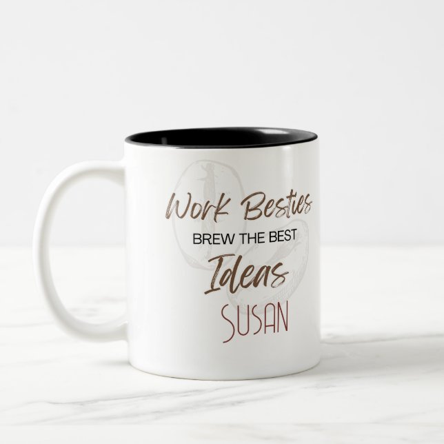 Custom Work Bestie Coffee Lover Geschenk Zweifarbige Tasse (Links)