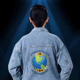 Custom World Tour Earth im Sonnenblumenband Jeansjacke