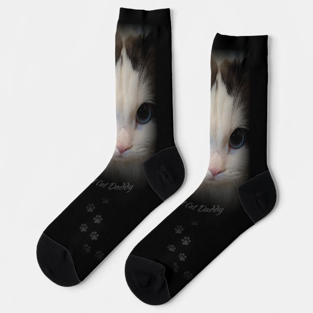 Custom World's Best Cat Vater Crew Socks Socken (Linkes Detail)