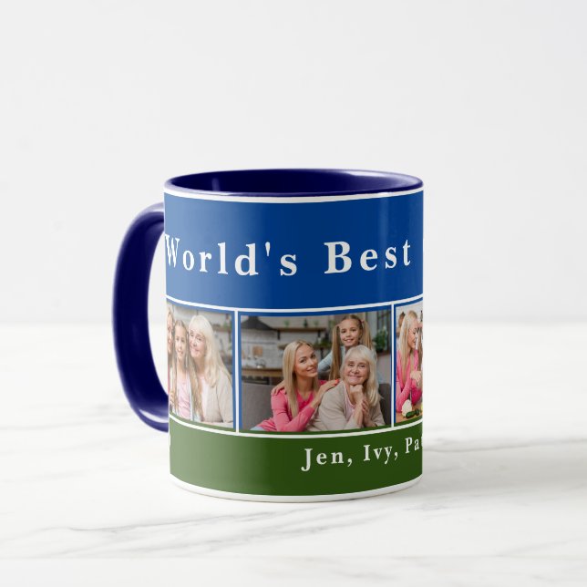 Custom World's Best Opa Foto Collage Tasse (Vorderseite Links)